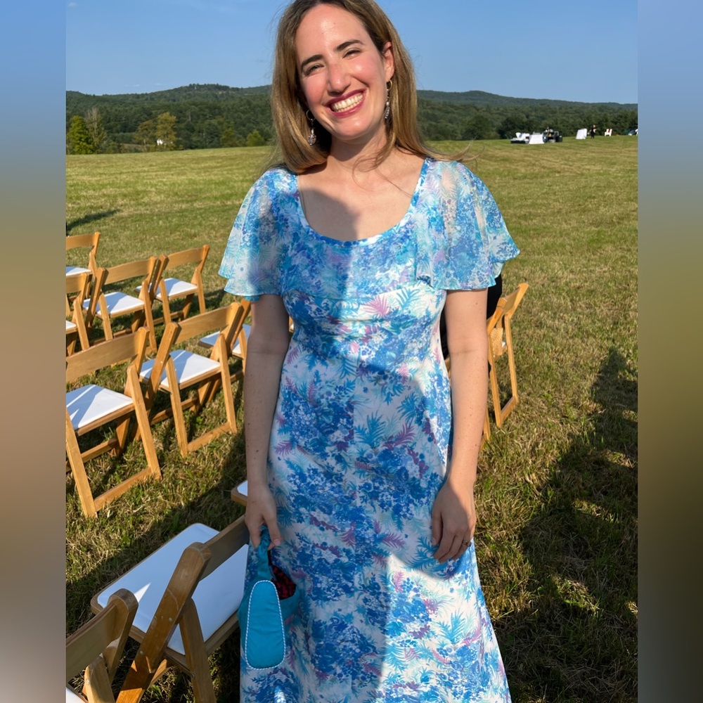 Pristine vintage floral dress with chiffon overlay